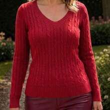 Women's Blouse Simple Casual Wool-Like Fabric Unused V-Neck Blouse Office Home Street Travel Bachelorette Party Garden Beach Night 2025 - 紅色 - 查看 2
