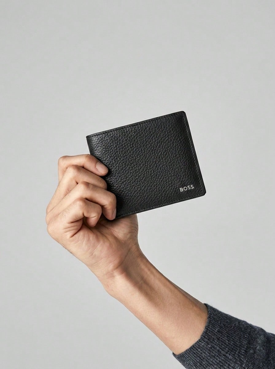 Hugo Boss New Crosstow Men's Leather Billfold Wallet Black - 黑色 - 查看 1