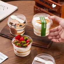 50pcs Transparent Dessert Cake Cups, Lightweight Ins Style Baking Packaging Boxes, Fresh Disposable Snack Containers, Transparent Material With Lid Design Sturdy And Deformation-Resistant, Suitable For Mousse Cakes, Fruit Bowls, Pudding Portioning And More, Simple Transparent Appearance With Refreshing Vibe, Essential Baking Packaging Supplies, Round Cup Shape Fits Most Dessert Sizes - Transparent - View 7