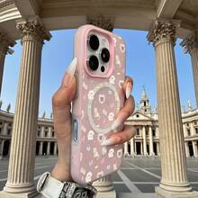 Phone Case - Animal-Themed Mobile Phone Case With A Minimalist Macaron Color And Jelly-Like Texture, Featuring A Two-In-One Magnetic Wireless Charger. Perfect For Halloween, New Year, Christmas, And Easter Gifts For Family And Friends - 粉色 - 查看 8