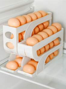 3-Layer Automatic Rolling Kitchen Egg Storage Box - Transparent Plastic Space Saving Partition, Anti Slip Design, Egg Storage Rack Suitable For Refrigerator, Food Storage Room And Door Storage - Suitable For Eggs And Other Items - Multicolor - View 4