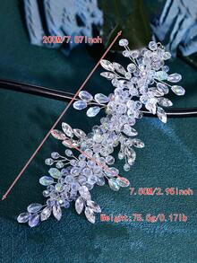 1件优雅水晶水钻发箍，百搭时尚配饰，适用于派对、婚礼、新娘发型装饰、情人节配饰 - 銀色 - 查看 7