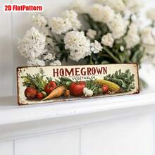 2D Flat Metal Sign - Country Style Homegrown Vegetable Decor, Vintage Tin Art, Size 3.94X15.75 Inches, Suitable For Kitchen, Cafe, Garage, Bar - Unique Housewarming, Birthday, Thanksgiving Gift - A - View 3