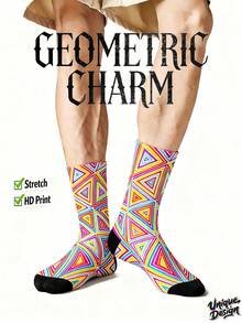 Calzini da uomo con stampa 360° - Calzini streetwear, geometrici, a diamante, triangolari, con animali, colorati, hip hop, adatti per uso quotidiano, vacanze & occasioni di festa - Multicolore - Visualizzare 7