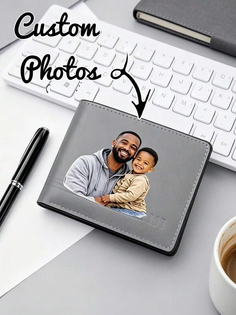Billetera Personalizada con Foto para Hombres, Patrón Personalizado, Billetera Personalizada para Papá, Regalo del Día del Padre, Regalo de Aniversario para Novio, Hijo - Añade Tu Propia Foto - Multicolor - Ver 1