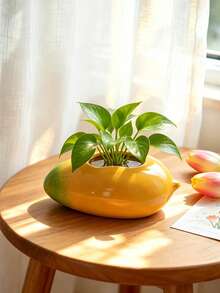 1/2pcs Creative Mango Shaped Resin Succulent Planter, Mini Plant Container, Cute Fruit Design Indoor Home Decor Flower Pot - Mango Mini Vase - View 7
