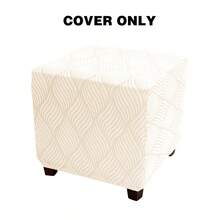 1pc Elastic Soft Fabric Sofa Stool Cover Full Wrap Ottoman Footstool Cover Solid Color Armchair Footstool Cover Suitable For Living Room Hotel - Multicolor - View 10