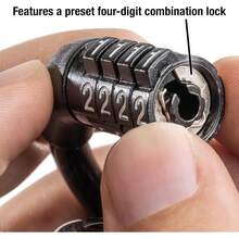 FCV 1Pack Lock Bike Lock Cable With Combination 4ft Black Bicycle Lock With Vinyl Coating - Black - View 7