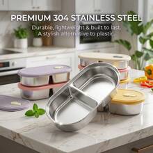 Portable 304 Stainless Steel Lunch Box,Leak Proof Fruit Salad Food Storage Container, Stackable Bento Box, Dishwasher & Microwave Allowable, Suitable For Student And Adult Use In Home, School,Office, Outdoor Camping, Picnic,Travel, Back To Schoo - Multicolor - View 5