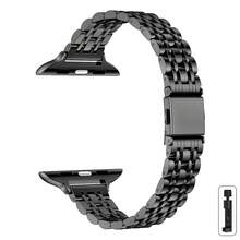 1 buah Tali Jam Tangan Unisex Stainless Steel, Kompatibel dengan Apple Watch Series 1-9, Series 10, Series 11 Ultra, Series 2 dan SE, Tersedia dalam warna Emas/Perak, Dilengkapi dengan alat pelepas untuk memudahkan penyesuaian. - Hitam - View 7