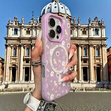 Phone Case - Animal-Themed Mobile Phone Case With A Minimalist Macaron Color And Jelly-Like Texture, Featuring A Two-In-One Magnetic Wireless Charger. Perfect For Halloween, New Year, Christmas, And Easter Gifts For Family And Friends - 紫色 - 查看 8
