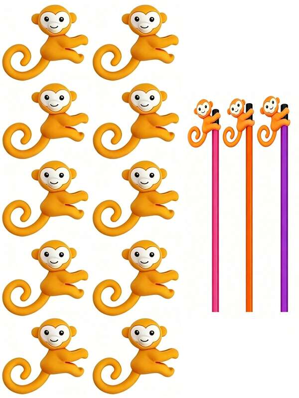 12pcs Monkey Shaped Erasers, 3D Cute Erasers, Perfect Gift For Cute Stationery Lovers, School Supplies, Classroom Supplies, Prizes, Party Favors, Back To School Supplies (Orange)