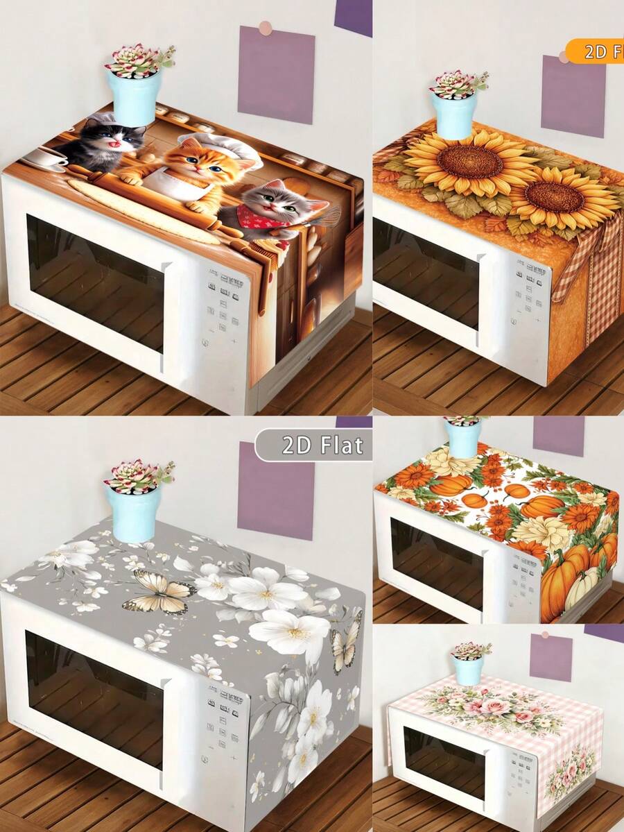 1 buah Penutup Debu Microwave Motif Bunga Matahari/Kucing Dapur/Kupu-kupu Bunga yang Elegan, Berbagai Pilihan Motif, Penutup Pelindung Debu yang Dapat Dicuci, Dekorasi Peralatan Dapur, Dekorasi Rumah, Dekorasi Dapur, Dekorasi Peralatan Rumah Tangga, Dekorasi Rumah, Mudah Dibersihkan, Tahan Noda