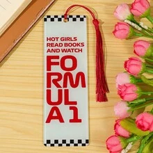 F1 Racing Theme Acrylic Bookmark, Double-Sided Fashionable Women's Racing Theme Bookmark With Red Tassel, Unique Gift For Women Who Love F1 Racing And Reading - One Size - View 5