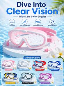 1pc Large Frame Transparent Design Swimming Goggles, Water Sports Swimming Goggles, Beach Essential, Beach Accessory - Multicolor - View 3