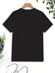 Men's Short-Sleeved T-Shirt With Raccoon Print, Crew Neck, Solid Color, Raccoon Face And Paw Design, Regular Fit Ideal For Warm Weather, 100% Pure Cotton, Casual And Versatile Style, Perfect For Everyday Wear And Casual Outfits In Spring, Summer And Autumn, Cool And Breathable Fabric, Machine Washable, Original Gift For Raccoon And Nature Lovers - Hitam - View 2