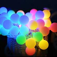 loyyz Solar Globe Outdoor String Light,IPX4 Cystral Fairy Light,12M/7M/5M Solar Garden Twinkle Light 8 Mode,Hanging Lighting For Outside Decor,Backyard,Porch,Yard,Christmas Tree,Balcony,Wedding,Advent, Easter,Christmas Colorful - Colored Light - View 3