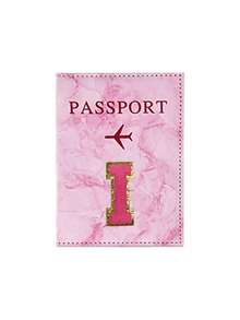 1pc Passport Cover With Rose Red Towel Embroidery And A-Z Letter Print, Unisex RFID Vintage Business Passport Holder, Multifunctional Travel Organizer Pouch, Travel Accessories, Travel Wallet, Passport Case, Beach Holiday Bag, Summer - Pink - View 13