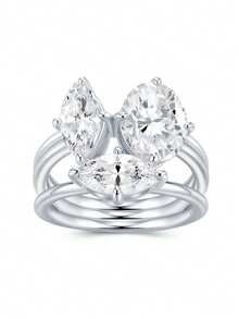Moissanite Ring 925 Sterling Silver Women's Wedding Ring With Certificate Proposal Engagement Anniversary Party Bride Jewelry Gift - Silver - View 6