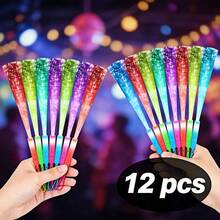 12 /36/60 Pack Fiber Optic Rods, Multi-Color Flash Baton, Suitable For Concerts, Sports, Holiday Parties, Nightclubs, Outdoor Activities-Durable Plastic Seasonal Decoration, Random Color Fiber Optic Glow Sticks, Color Change Glow Sticks, Glow Sticks With Multi-Color Lights Party Set, Christmas, Parties, Concerts, Weddings Glow Sticks - 七彩色 - 查看 12