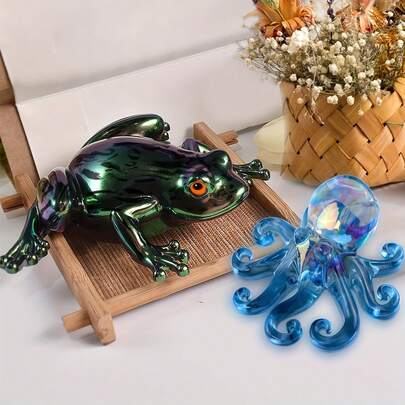 Resin Silicone Mold 2pcs 3D Realistic Silicone Molds - Frog & Octopus Shapes For Epoxy Resin Casting, Ideal For Wall Art And Table Decor, Epoxy Resin Crafting|Animal Themed Molds|Detailed Texture Molds