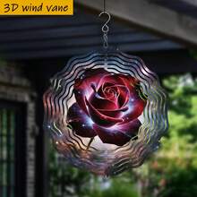 1件 3D「宇宙中的夢幻玫瑰」25.5cm/10in*25.5cm/10in 附旋轉掛鉤，360° DIY創意風轉輪，耐用金屬，節日動態藝術掛飾（不含吊墜），隨機款式 - A - 查看 4