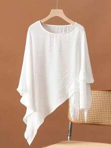 1 Piece Of Flowing, Designer Irregular Hem Solid Color Pullover Shawl - Multicolor - View 1