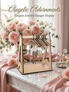 1pc Earring Organizer Holder With 6 Mini Clothes Hangers, Cute Wardrobe Style Earring Display Rack - Shelf - View 1
