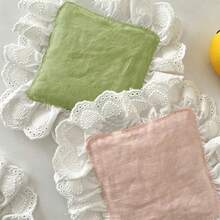 2/6/12pcs Solid Color Heart-Shaped Lace Fabric Coasters, Absorbent Tea Ceremony French Heat Insulation Pads, Washable & Reusable, Suitable For Coffee Table Decor, Holiday, Living Room, Dining Room, Party, Home Decoration - Multicolor - View 8