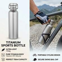 1pc Titanium Outdoor Camping Water Bottle, Leak-Proof Portable Bicycle Water Cup, Sandblasted Finish - Silver - View 5