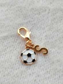 Exquisite Football Pendant Gold A-Z Letter Keychain, Gold Letter Charm, Cute Key Ring Handbag Pendant, Bag Charm, Keychain Bag Accessory, Phone Case Wallet Car Key Accessory - Multicolor - View 15