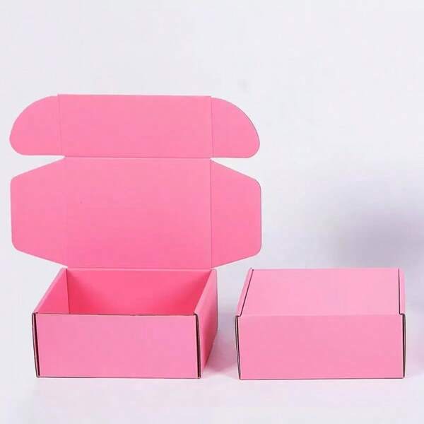 10/20 piezas Caja de avión corrugado mini rosa Caja de empaque para pestañas postizas, joyas y pequeños negocios