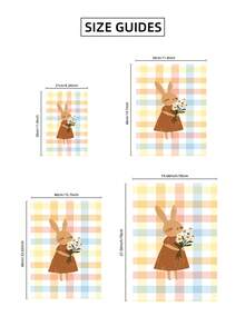 1pc Frameless Cozy Cartoon Bunny Colorful Plaid Wall Art - Playroom, Cute Animal Poster For Bedroom Dorm Home Office Classroom, Apartment Bedroom Wall Art, Party Decor & Best Gift Choice, Room Decor Bedroom, Decoration, Prints For Wall, Posters, Vintage Decor - Cartoon - View 8