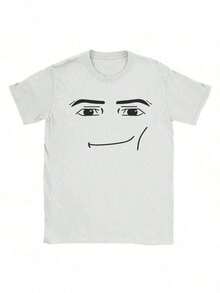 Anime Robot Robloxs Face T-Shirts Women Fun Tees Crew Neck Short Sleeve T Shirts Women Clothing Harajuku T Shirtsgraphic Tees Men Shirts Streetwear White Shirt Black Shirt - White - View 1