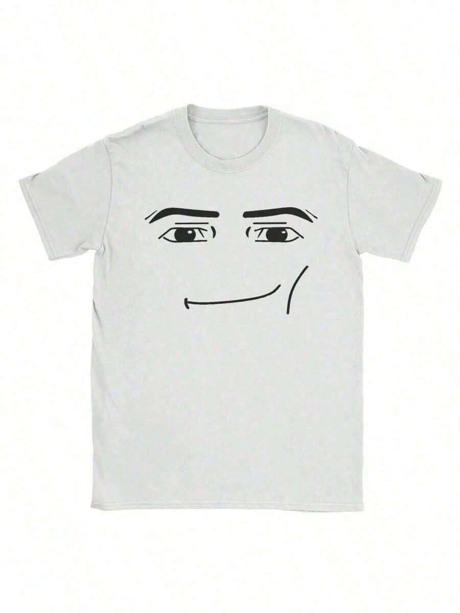 Anime Robot Robloxs Face T-Shirts Women Fun Tees Crew Neck Short Sleeve T Shirts Women Clothing Harajuku T Shirtsgraphic Tees Men Shirts Streetwear White Shirt Black Shirt - White - View 1