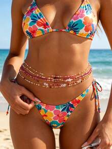 Set de 6 piezas Cadena de cintura multicapa colorida y exagerada con cuentas de estilo bohemio y geométrico, joyería encantadora, adecuada para boda, fiesta, playa, vacaciones, casual, estilo callejero, mujeres y parejas, vacaciones, cumpleaños, regalo versátil - Cadena de cintura - Ver 4