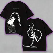 Camiseta  -  |     Estilo Oscuro Anime |    A165 Tela de algodón 100%, suave y transpirable. Manga Corta |     Tallas Disponibles S-3XL |     Diseño Exclusivo para Fans de  |     Ropa Casual Streetwear - Blanco - Ver 2