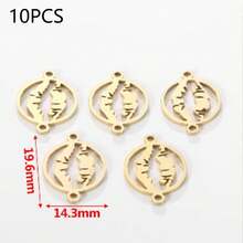 10 Pcs 304 Stainless Steel 18K Gold Plated Hollow Out Double Hole Connectors With Multiple Styles Of Infinity Symbol/Lips/Feather/Heart Paw Print, DIY Accessories For Necklace & Bracelet Making - Connector - View 11