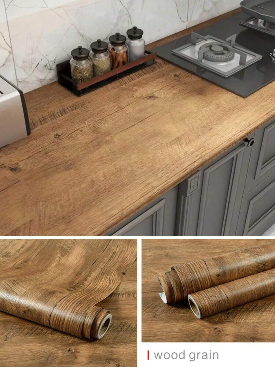 1 Roll Vinyl Wood Grain Self-Adhesive Wallpaper Matte Waterproof Oil Proof Mould-Proof Removable Thick Peel And Stick PVC Wall Stickers For Living Room Bedroom Kitchen Cabinets Closet Furniture Home Improvement DIY - Summer Decor