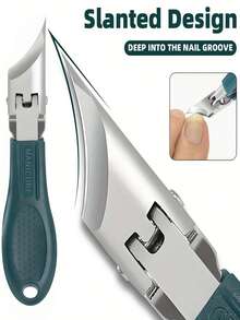 1pc 25° Angled Professional Nail Clippers, Stainless Steel Heavy Duty Nail Cutter With Wide Grip, Anti-Splash Sharp Blade For Trimming Thick Ingrown Nails, Ergonomic Design, Ideal For Home Salon Pedicure Foot Nail Care - Multicolor - View 1