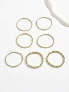 Set Gelang Manik-Manik Minimalis 7 Buah untuk Wanita, Hadiah Elegan untuk Liburan & Kencan, Aksesori Harian Serbaguna, Desain Perhiasan Sederhana - Gelang manik-manik 7 bagian - View 4