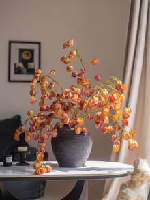 1pc Artificial Physalis Pod Artificial Lantern Spray Faux Chinese Japnese Lantern Branch 38inch Fake Fall Plant For Autumn Home Aesthetic Decor Festival Thanksgiving Decorations - Multicolor - View 4