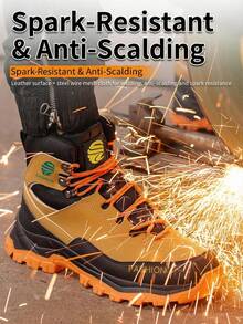 Steel Toe Boots For Men Lightweight Indestructible Slip Resistant Waterproof Construction Safety Anti-Smash  Anti-Puncture Construction Working Boots - Orange - View 5
