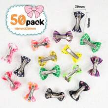 Chenkou Craft 50pcs/25pairs New Dog Hair Bows with Clips Pet Grooming Products Mix Colors Varies Patterns Pet Hair Bows Dog Accessories - Clip 50 - Ver 6