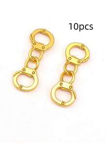 5/50 Pcs Tiny Handcuff Alloy Beads Charms, Minimalist Punk DIY Jewelry Making Supplies For Earrings Bracelets & Nail Art Decor - Multicolor - View 11