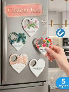 Personalized Wedding Favor Magnetic Bottle Opener, Bride's Gift To Wedding Guests, Heart-Shaped Wedding Commemorative Magnetic Bottle Opener And Thank You Card - Multicolor - View 8