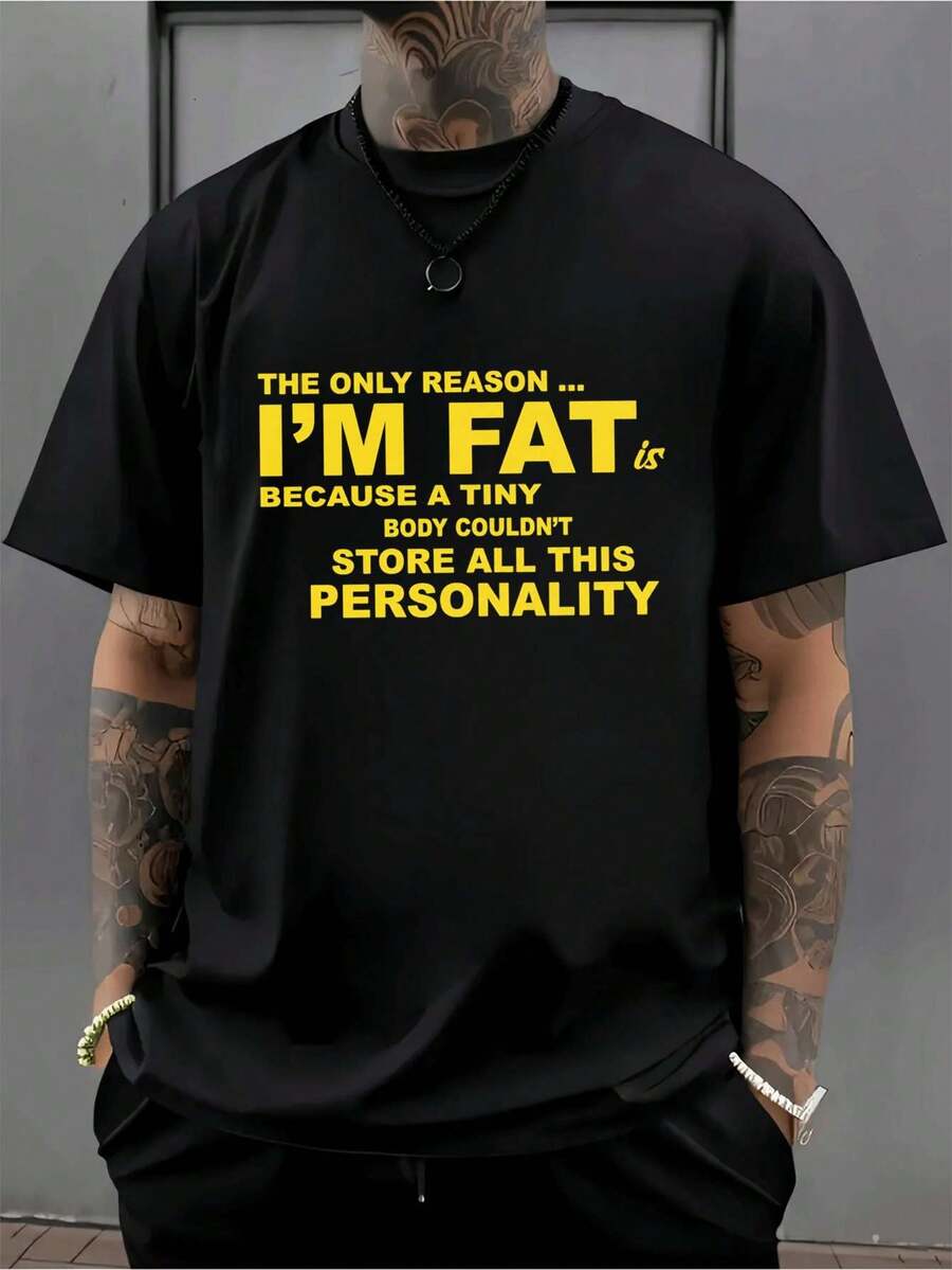 Lustiges Herren-T-Shirt mit Grafikprint Premium-Baumwolle bequeme Passform atmungsaktiv Street Hip-Hop-Stil Kunstdruck - Schwarz - Übersicht 1