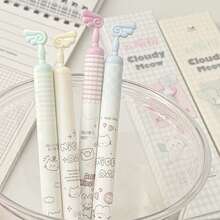 [Back To School]4Pcs/2Pcs/1pc Cloudy Meow Cat Gel Pens, Rotating Angel Wing Top, 0.5mm Black Ink, Cute Kawaii Cartoon Retractable Pens, Aesthetic School Supplies For Students - Cloud Cat Powder - View 6