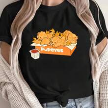 Printed T-Shirt For Men And Women - 黑色 - 查看 1
