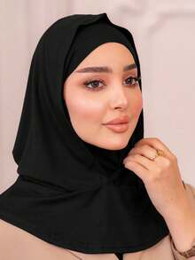 Ready To Wear Modest Breathable Stretchy Jersey Fabric Pull-On Headscarf With Heavy Leaf Rhinestone Embellishment, Double Layer With Inner Lining Cap, Instant Hijab - Multicolor - View 18